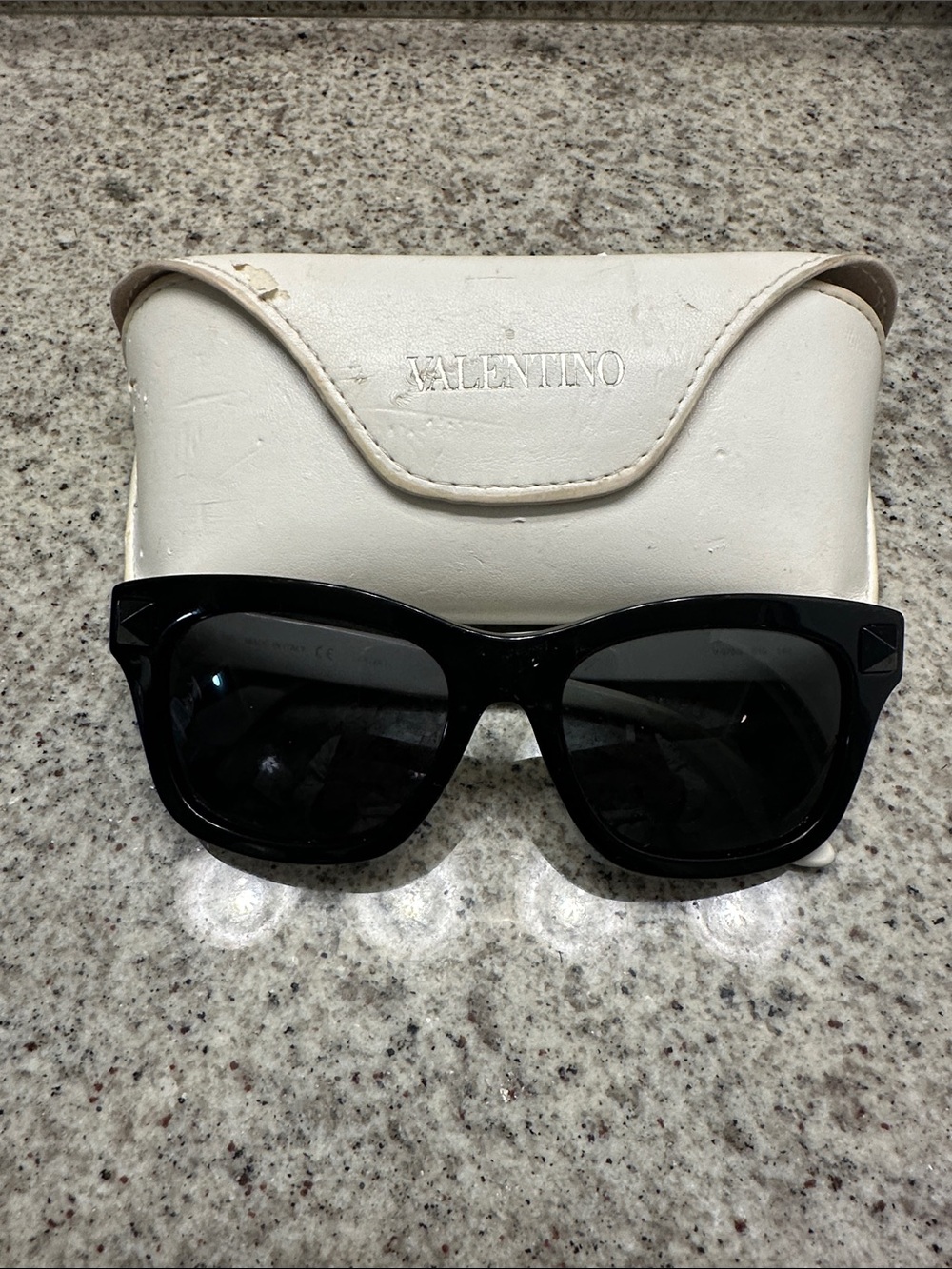 Valentino Black Cat-Eye Sunglasses with White Case